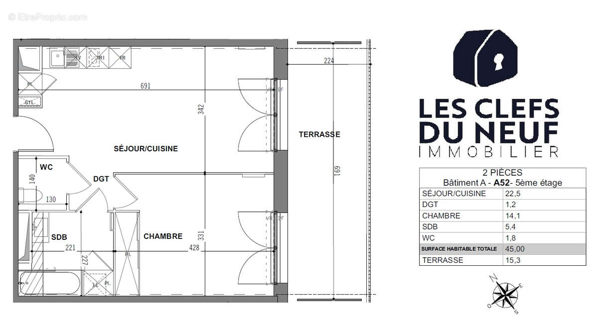 Appartement Toulouse 3 pièces 45m² + 16m² de terrasse ! SAINT-MARTIN-DU-TOUCH - photo 7
