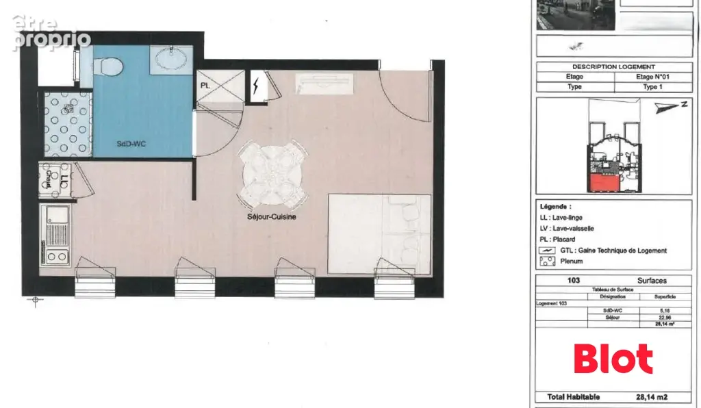 Appartement 28 m² à Rennes  - photo 2