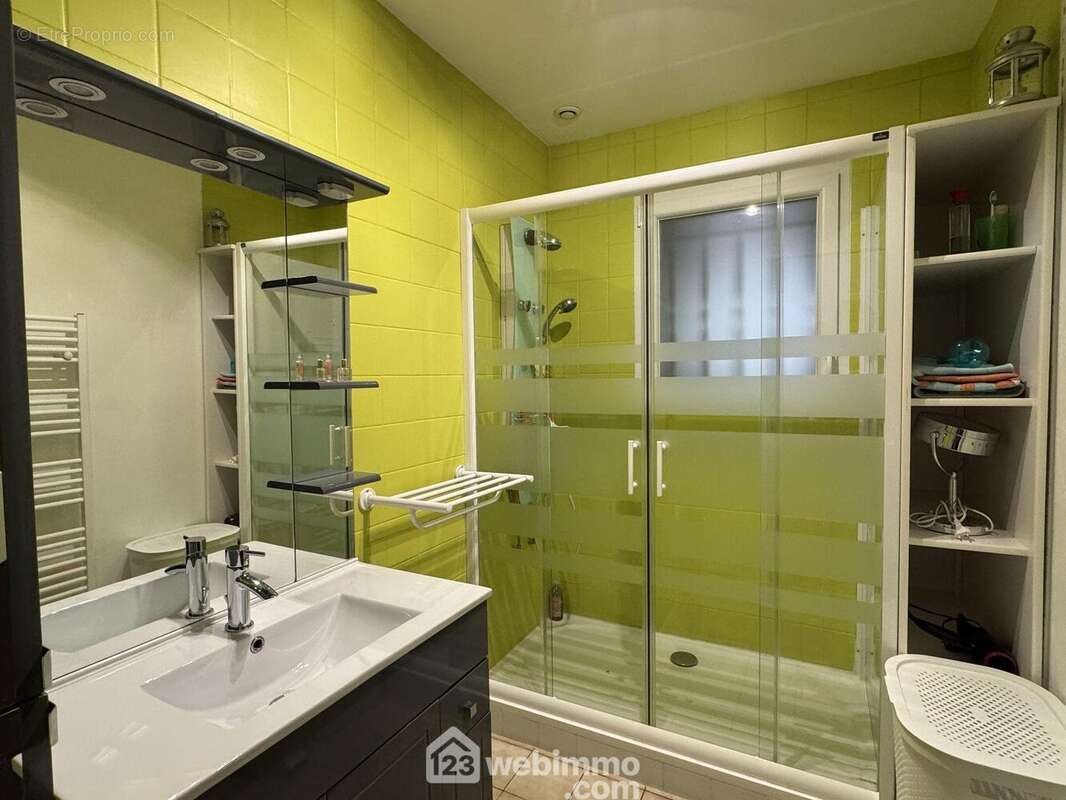 Salle de douche avec simple vasque - Maison à POIROUX