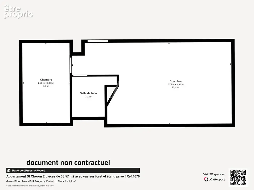 Appartement St Cheron 2 pièces de 38.57 m2 avec vue sur foret et étang privé ! - photo 12