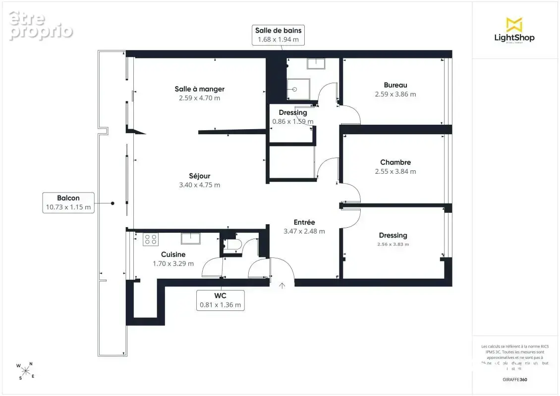 Appartement traversant de 5 pièces, 87,25 m², balcon, lumineux, Rue Jean Baptiste Charcot, Courbevoie - photo 3