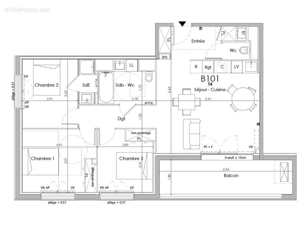 Appartement Castelginest 4 pièce(s) 80.02 m2 - photo 3