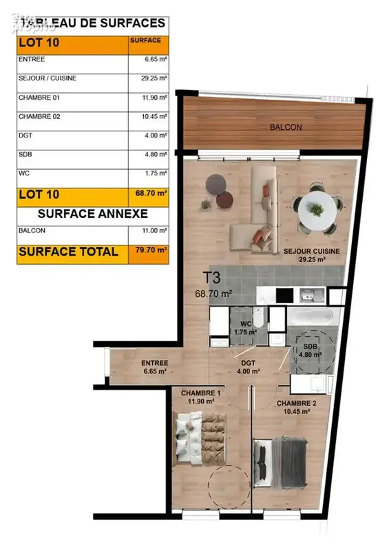 Appartement avec vue mer dans résidence neuve  à Donville Les Bains - photo 2