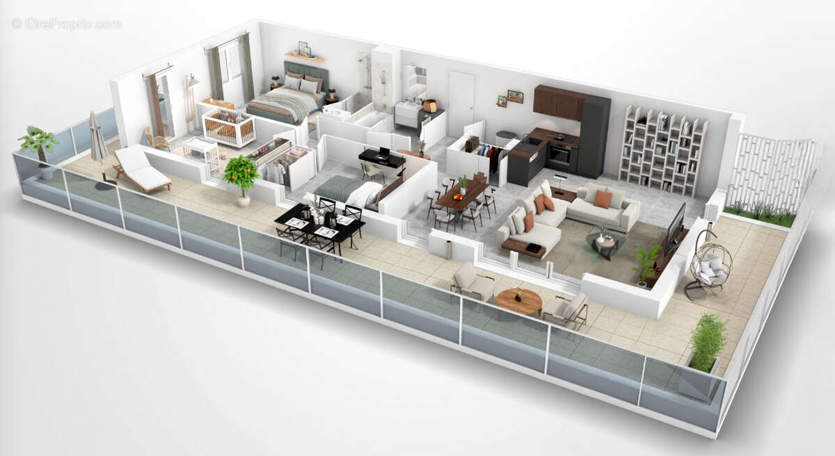 Sète - Face au Bassin de Thau : T4 traversant avec 62 m² de terrasse - photo 3