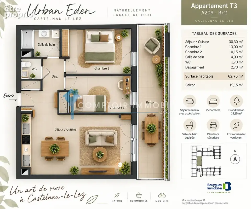 Castelnau-le-Lez   Urban Eden : Superbe T3 lumineux avec terrasse de 19 m2 et box fermé - photo 12