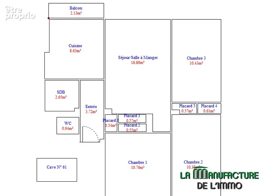 Saint etienne bergson bel air - appartement t4 avec 3 chambres balcon et parking collectif - photo 17