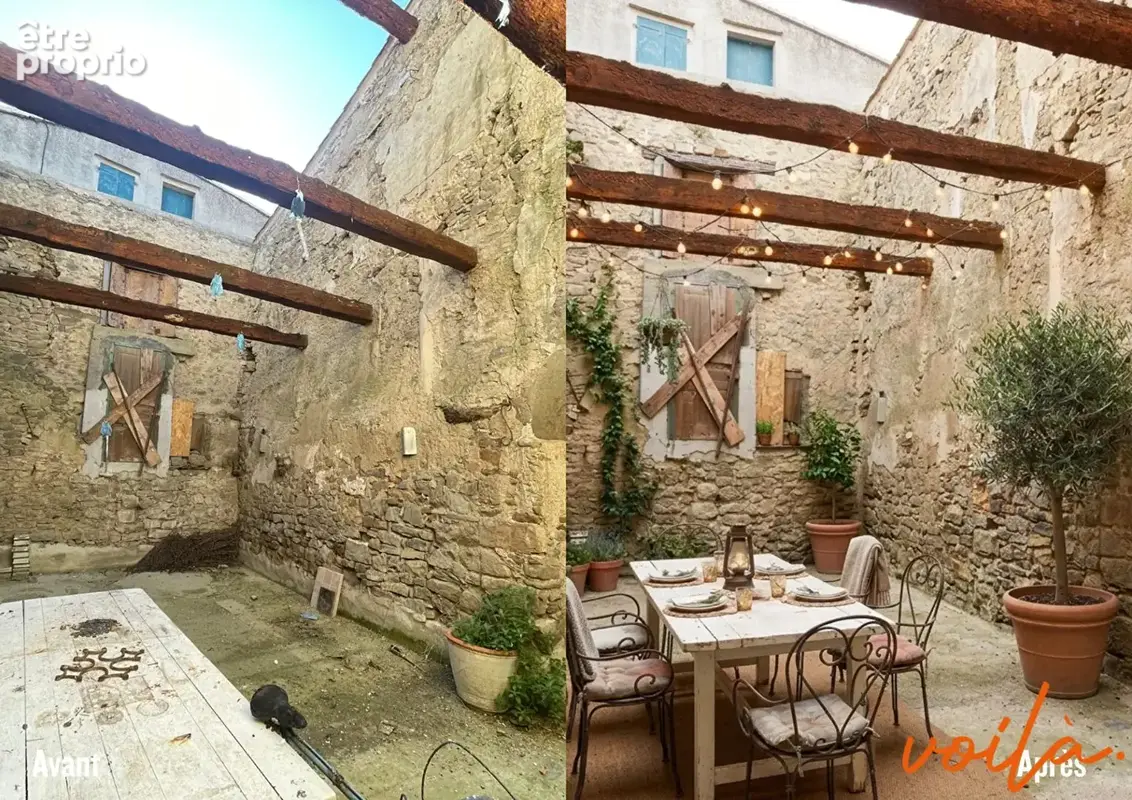 Réf : Arcade 4- CARCASSONNE 20 min SUDEST MAISON en Pierres à renover 145M2 hab-  3 ch - cour intérieure - photo 10