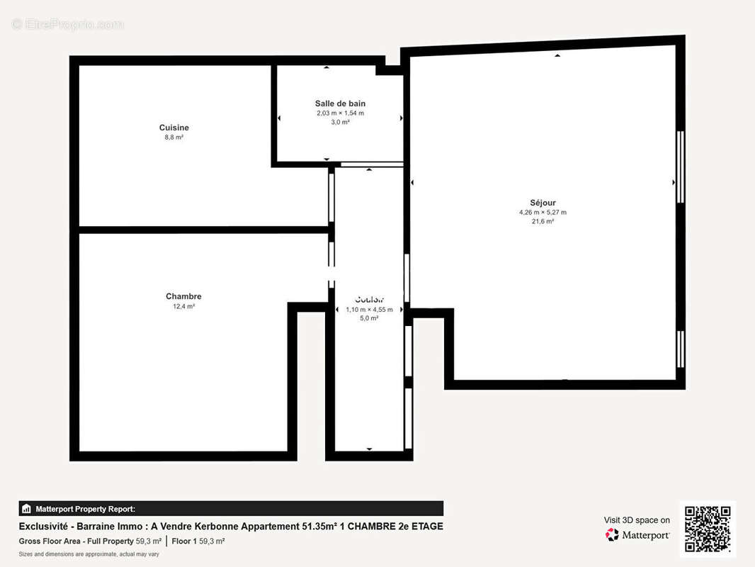 Exclusivite : a vendre brest kerbonne quatre moulins appartement t2 51m2 1 chambre 2e etage - photo 15