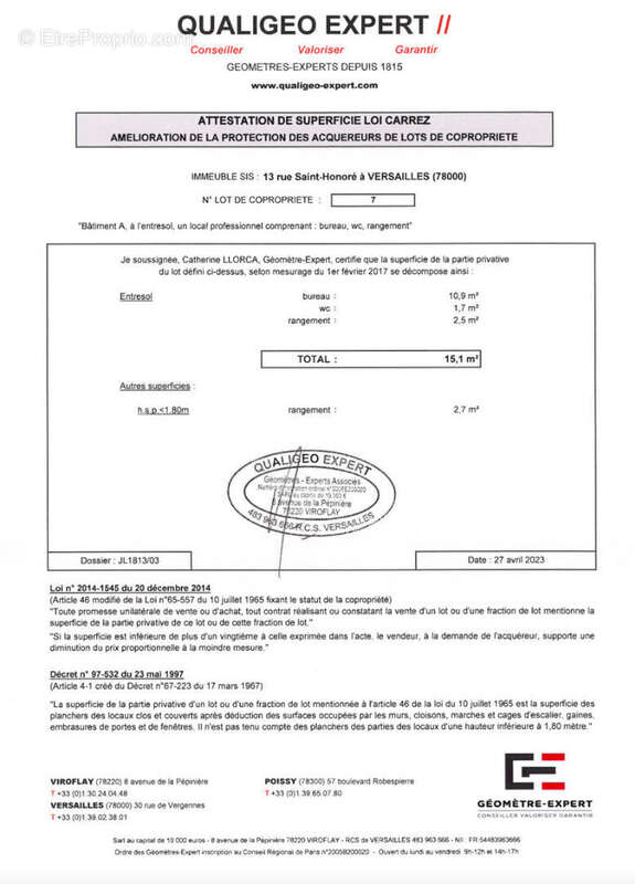 Commerce à VERSAILLES