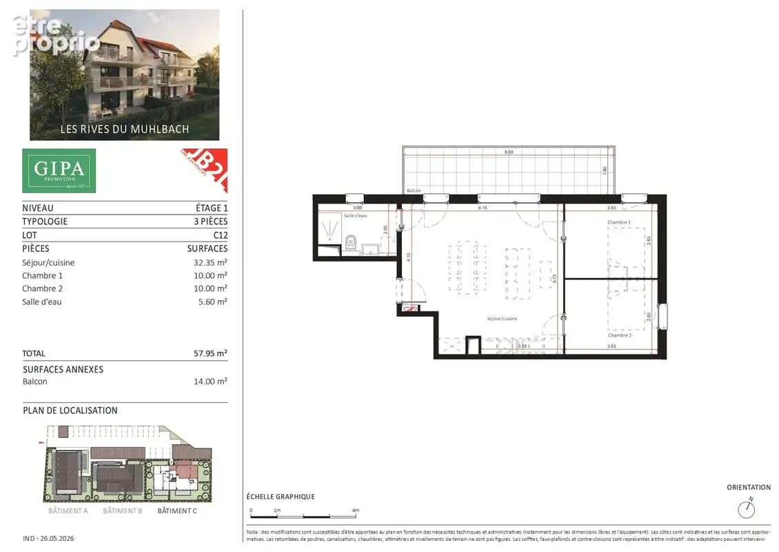 Appartement à OBERSCHAEFFOLSHEIM