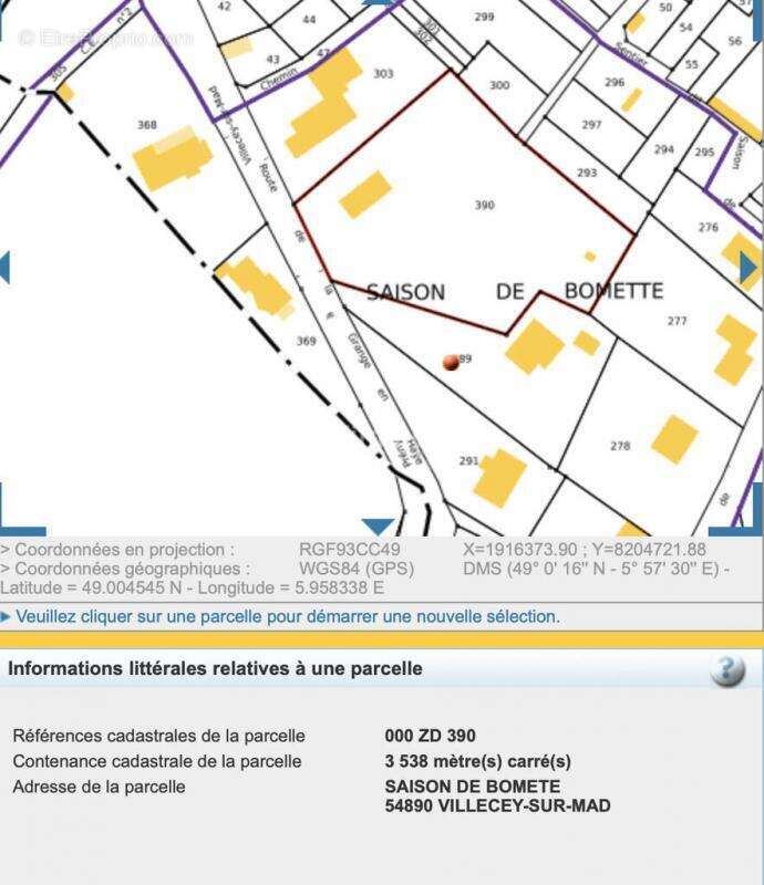 Terrain à VILLECEY-SUR-MAD