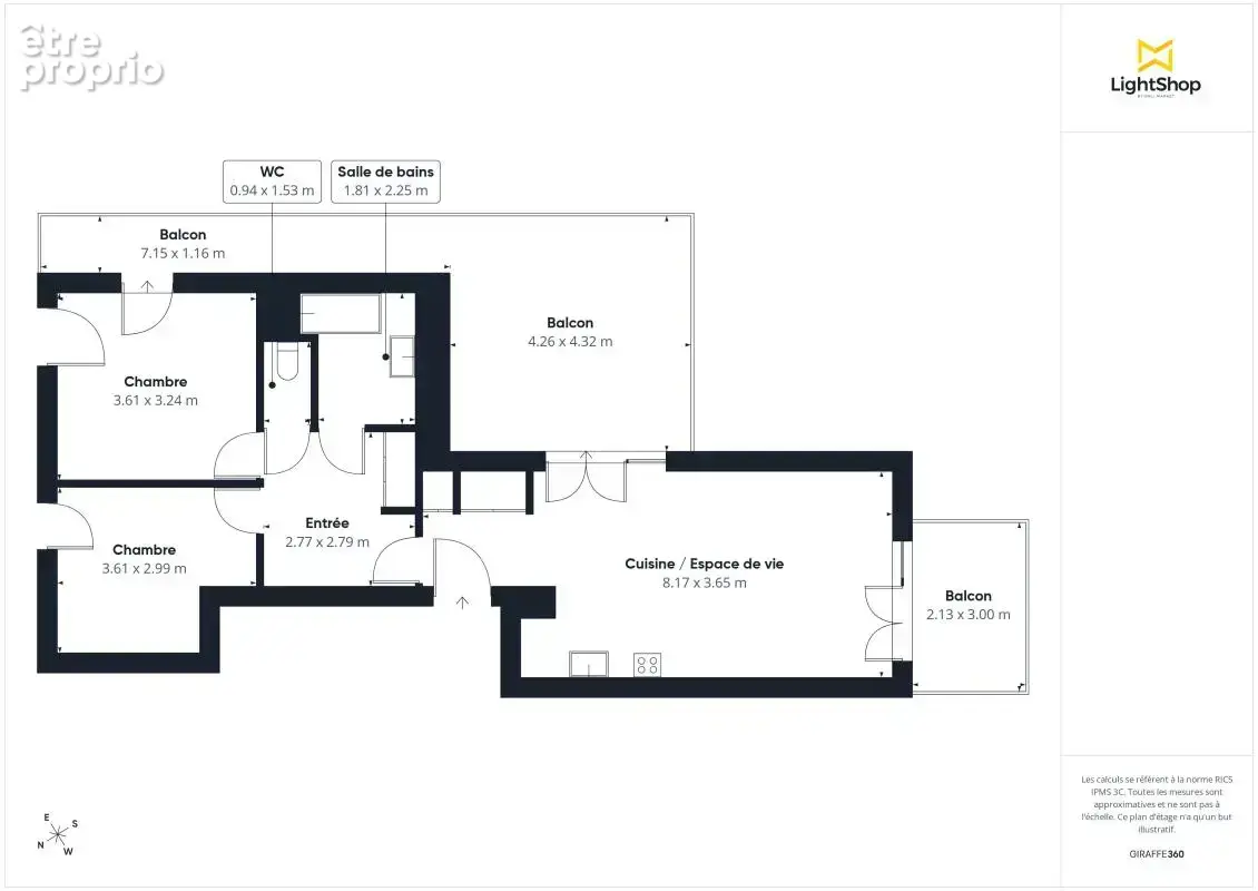 Appartement 3 pièces 61,25 m² avec terrasse de 25,5m2 et balcon - Avenue Général de Gaulle, Bron - photo 12