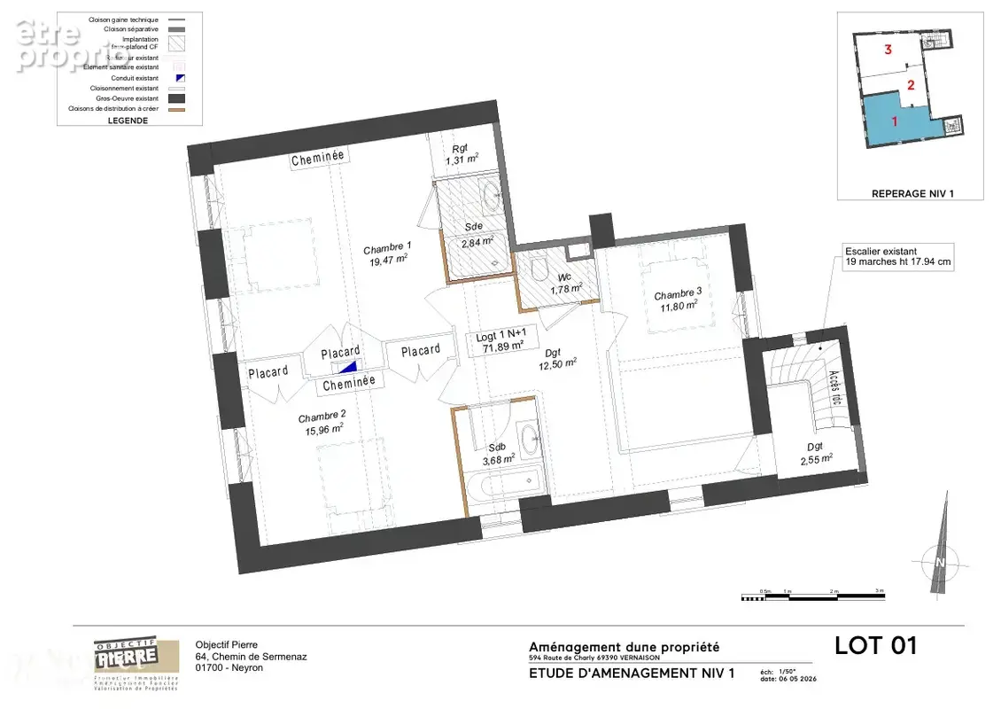 Opportunité à saisir dans une maison de maître de 6 lots sur les hauteurs de Vernaison , Duplex T4 de 150 m2 - photo 14