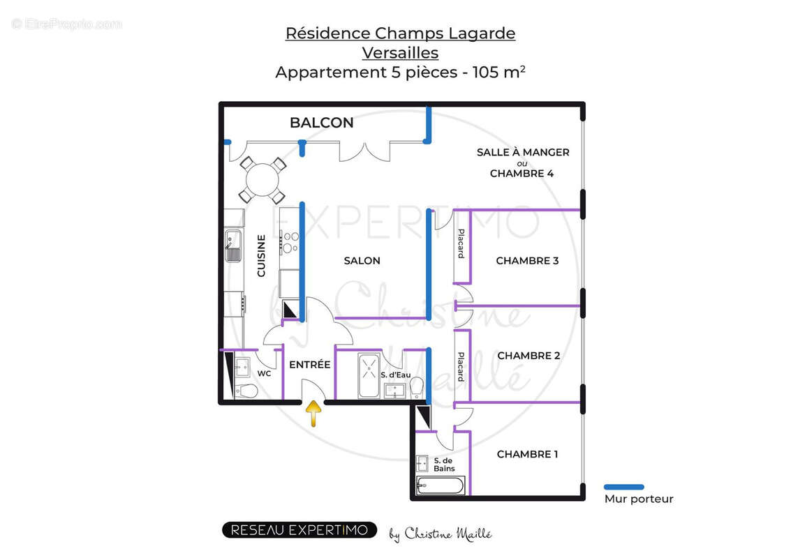 Versailles montreuil - appartement 5 pièces 106 m2 avec balcon, parking en sous/sol et ascenseur - photo 2