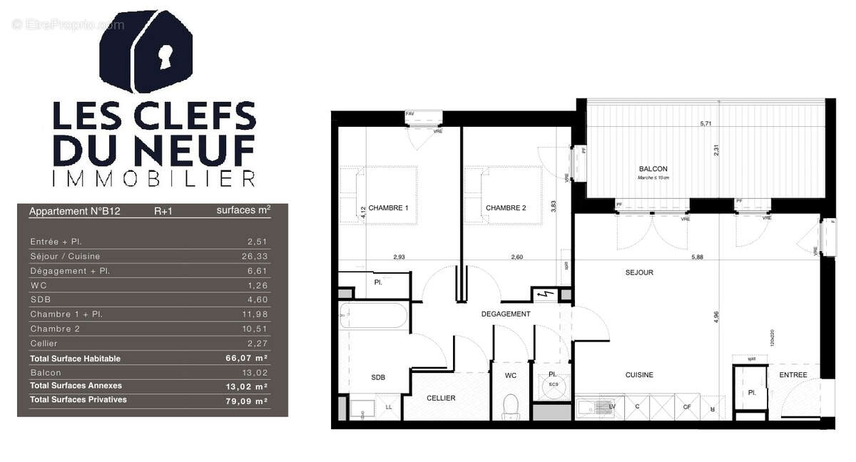 Appartement Pibrac 3 pièces 66m² + 13m² de Balcon + 2 Parking sous-sol ! - photo 9