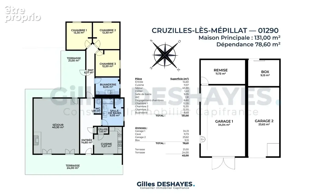 Cruzilles-lès-mépillat (01290) – tout de plain-pied – 3 chambres – piscine 12 × 4 – 78,6 m² de dépendances – terrain 2 710 m² - photo 15