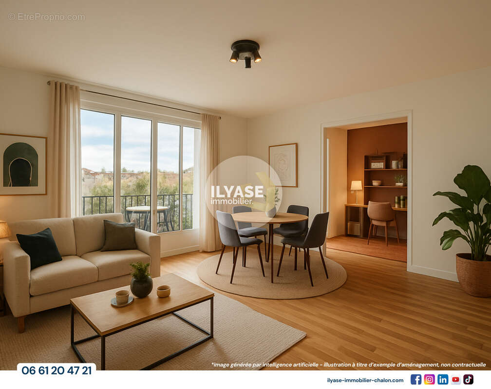 Appartement T3 à vendre sur Chalon-sur-Saône  53 m2  Balcon et garage privatif - photo 3