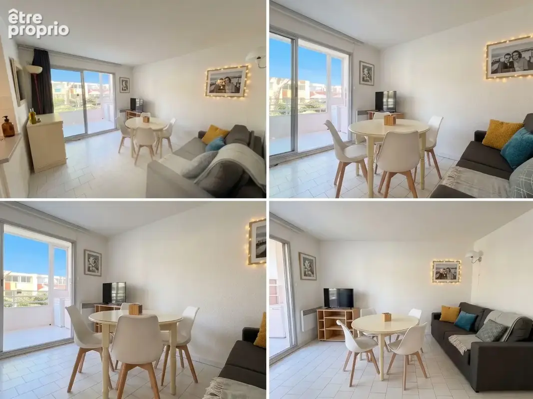 Le cap d’agde – appartement meublé avec vraie cabine fermée à fenêtre  grande loggia fermée modulable 10 m²  vue jardin & piscin - photo 9