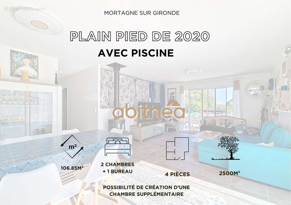 Maison de plain-pied 106 m2   2 chambres + bureau   Piscine   Garage 30 m2   Terrain 1 019 m2   Mortagne-sur-G - photo 13