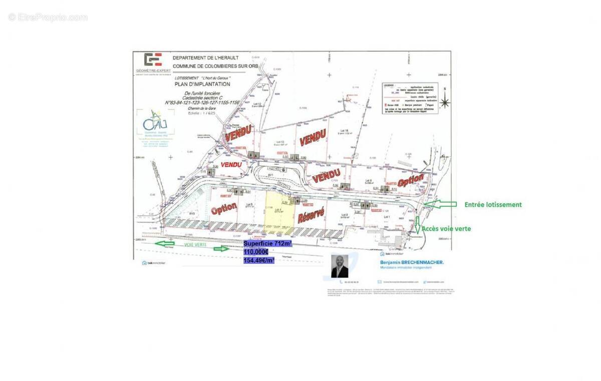 Terrain à COLOMBIERES-SUR-ORB