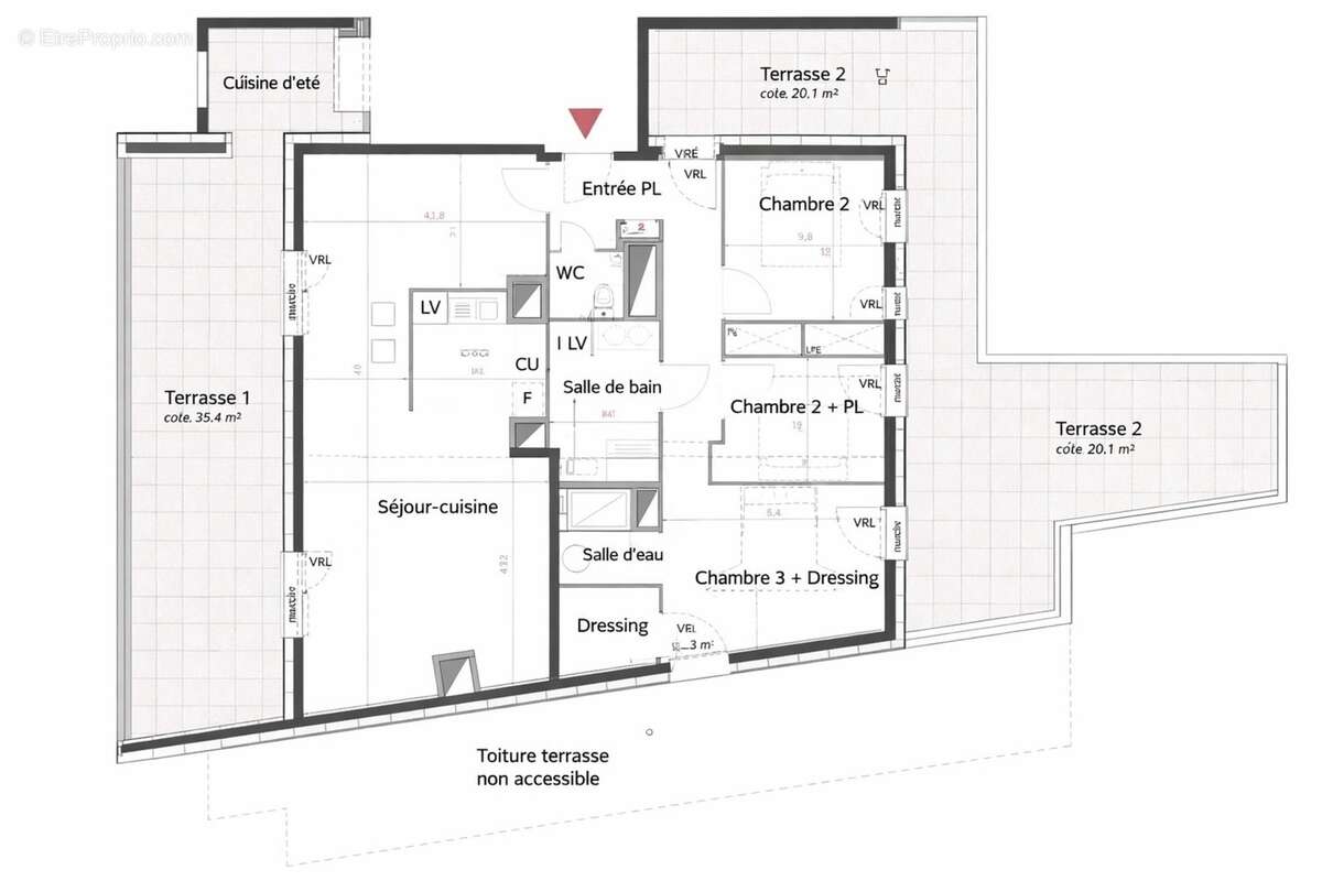 Appartement dernier étage avec terrasses 55m² à vendre 4 pièces MONTPELLIER (34) - photo 11