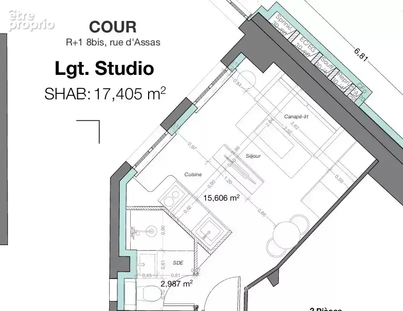 Paris VIᵉ – Rue d’Assas – Studio avec projet de rénovation - photo 3