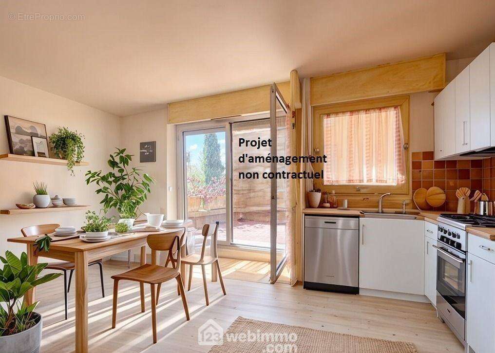 Projection d?aménagement : un espace de vie lumineux et chaleureux ouvert sur la terrasse. - Appartement à SAINTE-MAXIME