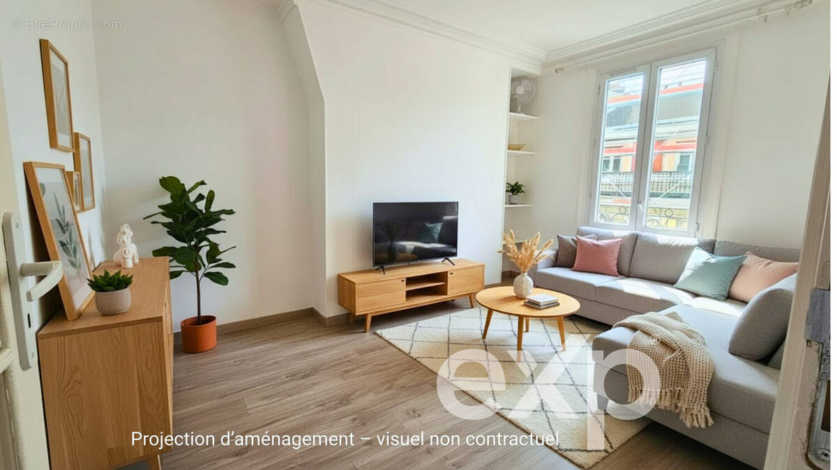 Séjour aménagé - Appartement à CLICHY