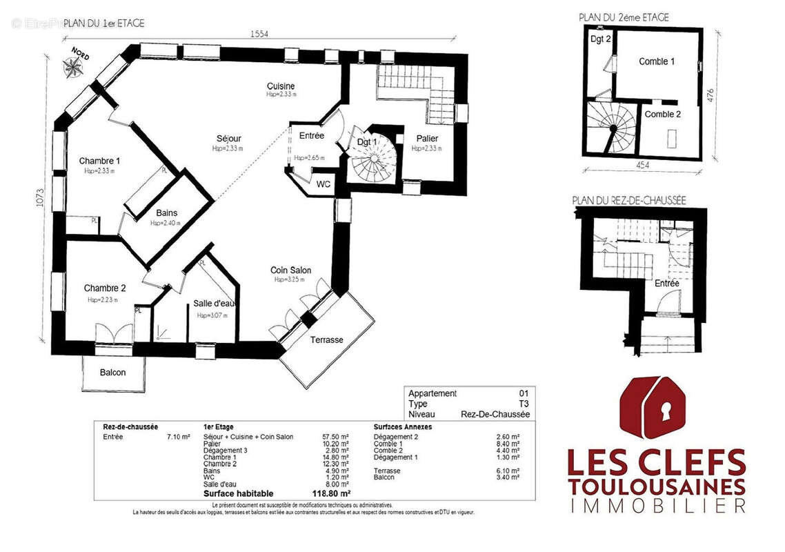 Appartement Toulouse 4 pièces 126m² + Terrasse + Balcon + 2 parking ! POUVOURVILLE - photo 15