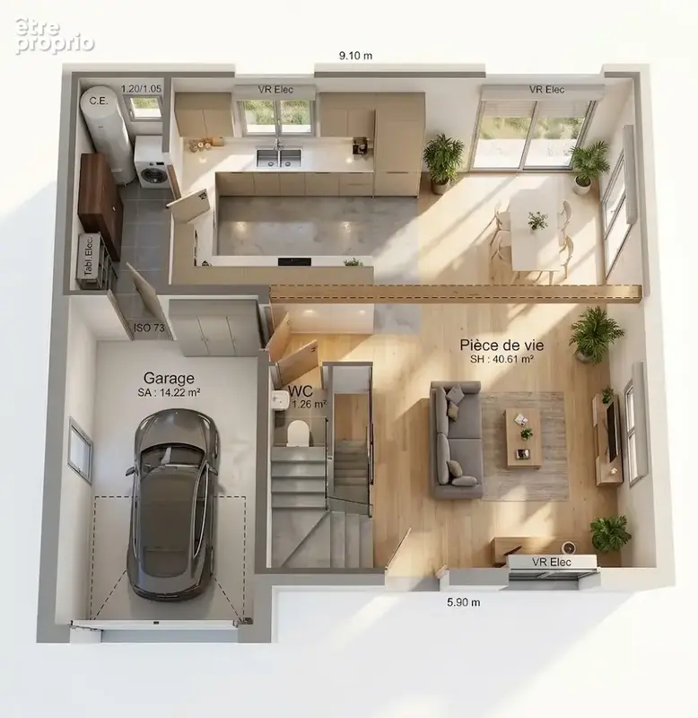 Maison 98m2 - 4 chambres - garage - photo 9