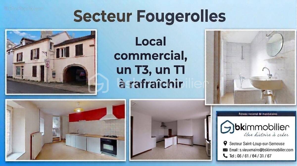 Maison  Fougerolles composée de : (un ancien local commercial , un T1 et un T3) - photo 1