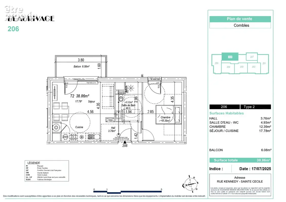 Appartement 2 pièces Sainte Cécile 38.86m² - photo 2