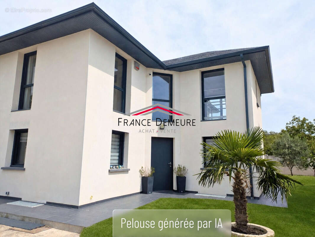 Façade de la maison - Pelouse IA