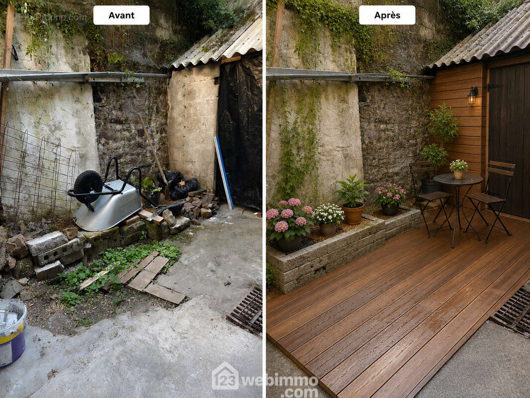 Terrasse rdc avant et après rénovation