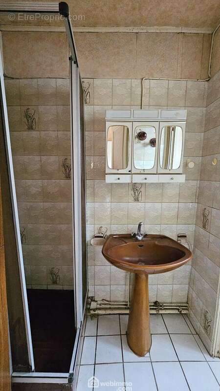 Une salle d&#039;eau/WC toute carrelée. - Maison à MILLY-LA-FORET