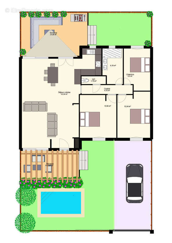 Maison type 4 de 104m², jardin . - photo 5