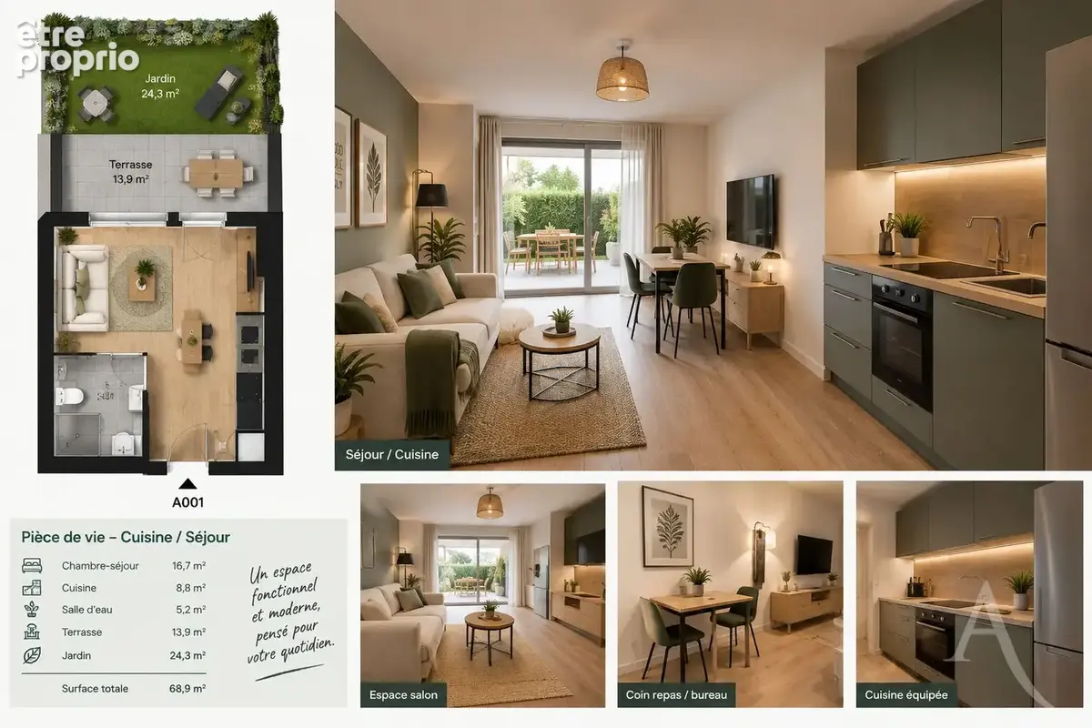 Magnifique Studio neuf de 30m2 avec terrasse (13m2), jardin (24m2) et parking extérieur - photo 4