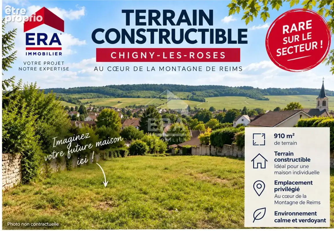 Terrain constructible - Chigny-les-Roses 910 m2 - photo 2
