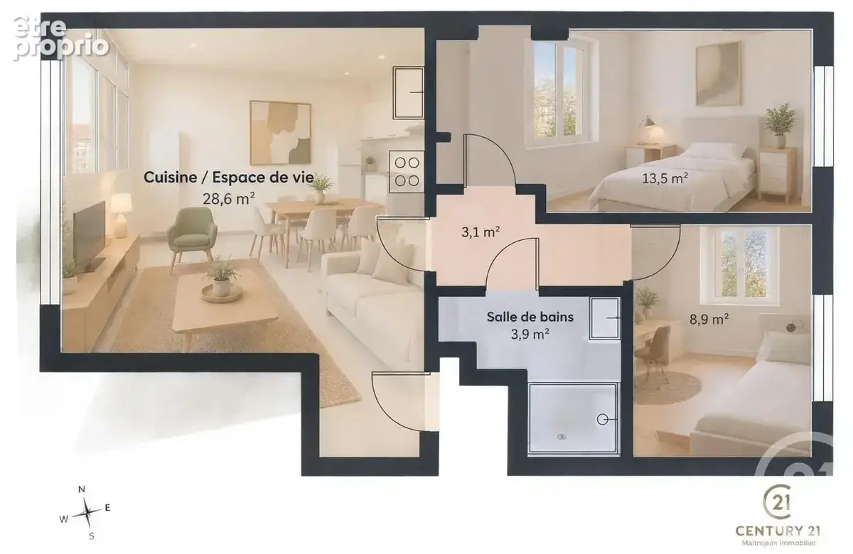 Appartement 3 pièces 66 m² à vendre à Chartres (28000) - photo 11