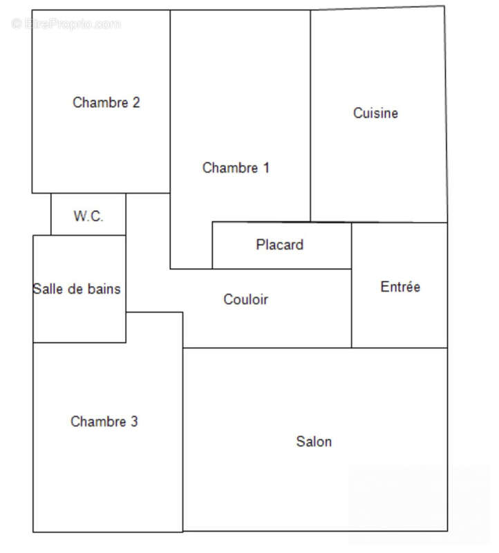 Plan appartement T4 75 m² Oullins - Appartement à OULLINS