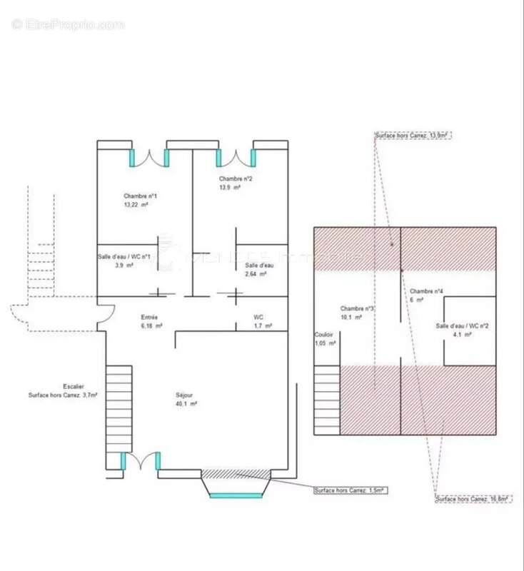 Grand duplex 5 pieces renove centre carnoles - photo 7