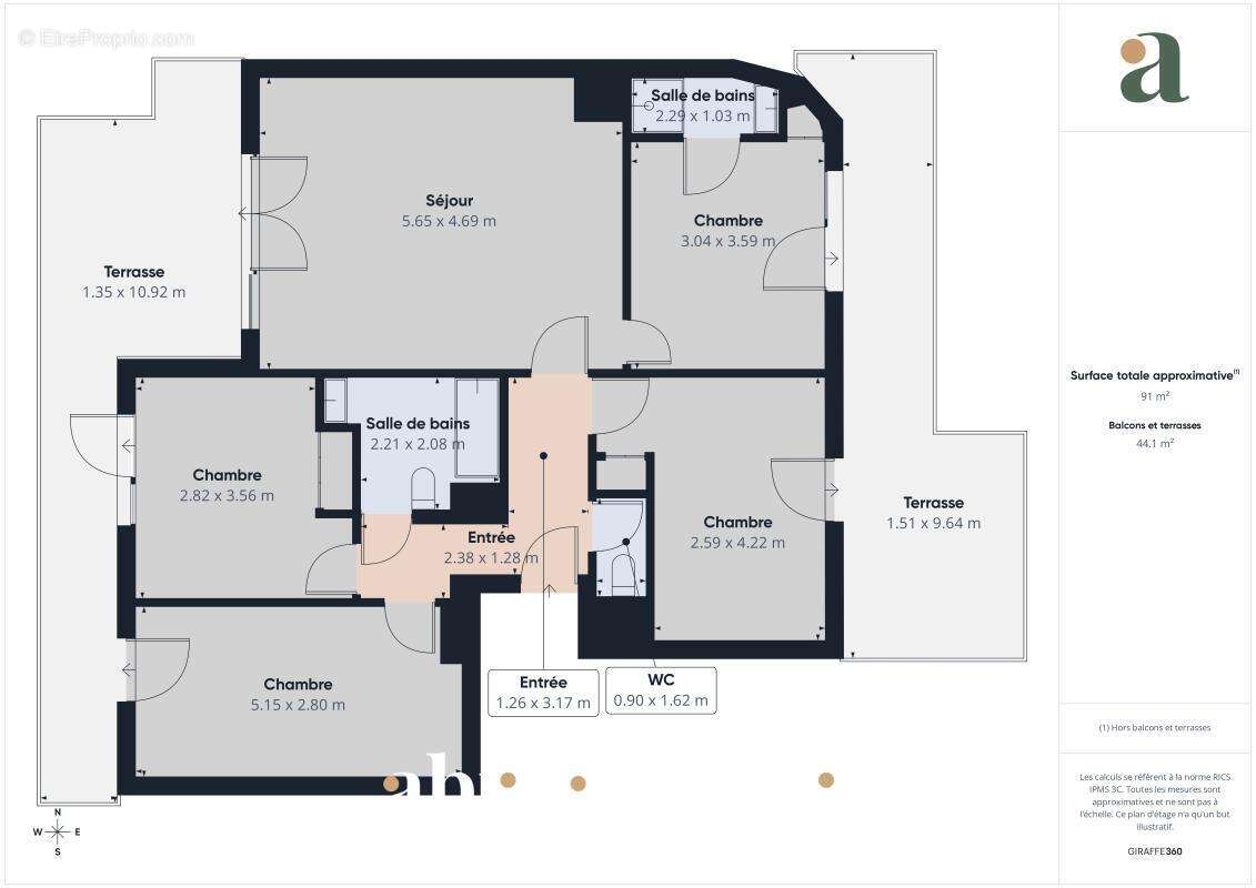 Appartement 5 pièces 91 m² – 4 chambres, 2 terrasses, 2 parkings – Colombes  - Allée Françoise Héritier - photo 19