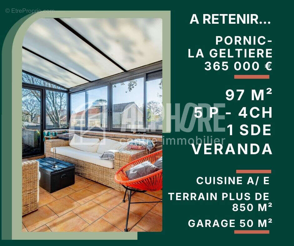 Maison Familiale à Pornic T5  - 4ch - de 97 m² - véranda de14 m²  (111 m² au total), grand garage - photo 12