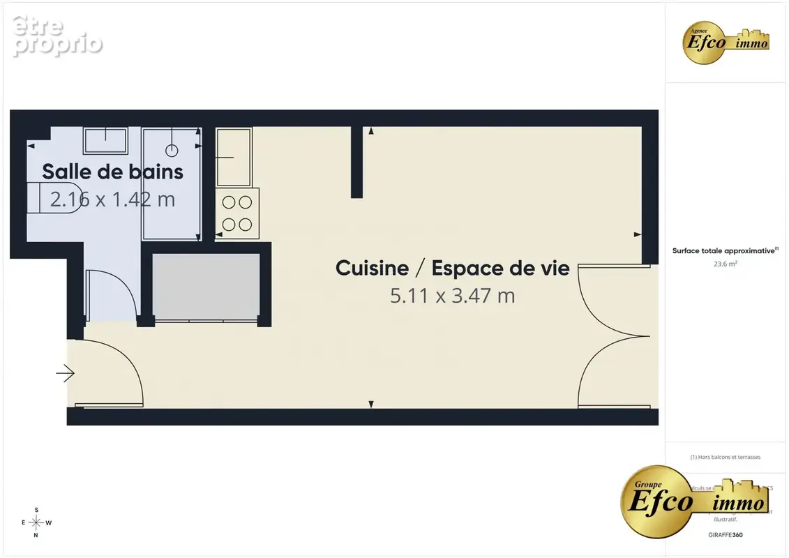 Appartement 1 pièce 24 m² à vendre à Huningue (68330) - photo 6
