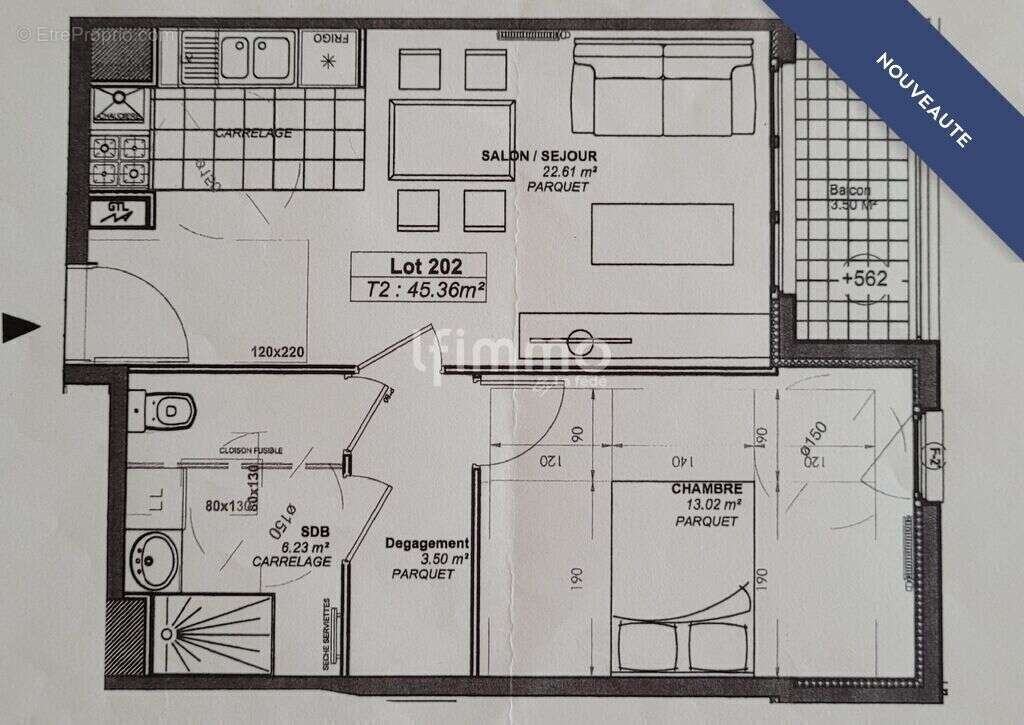 Appartement F2 balcon, parking - photo 10