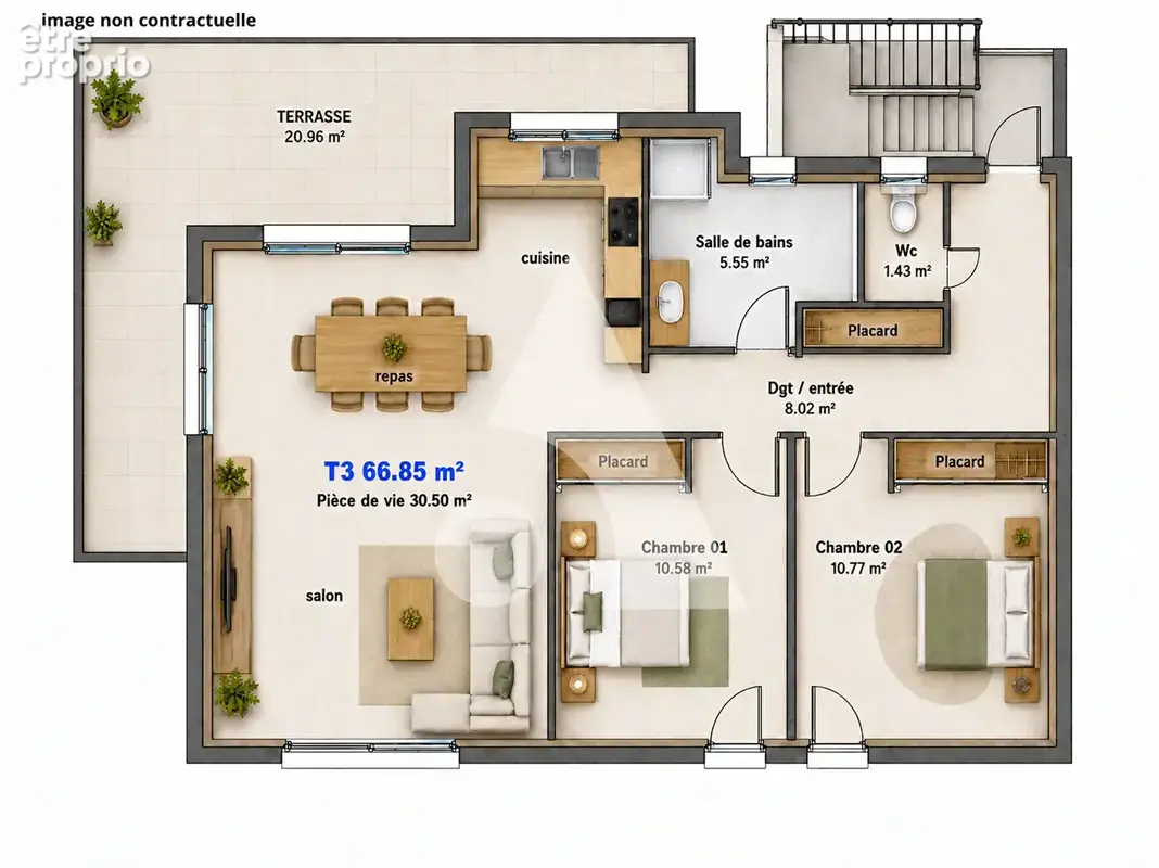 Appartement  3 Pieces de 66.85m²  en R+2  VEFA Aix Les Bains - photo 2