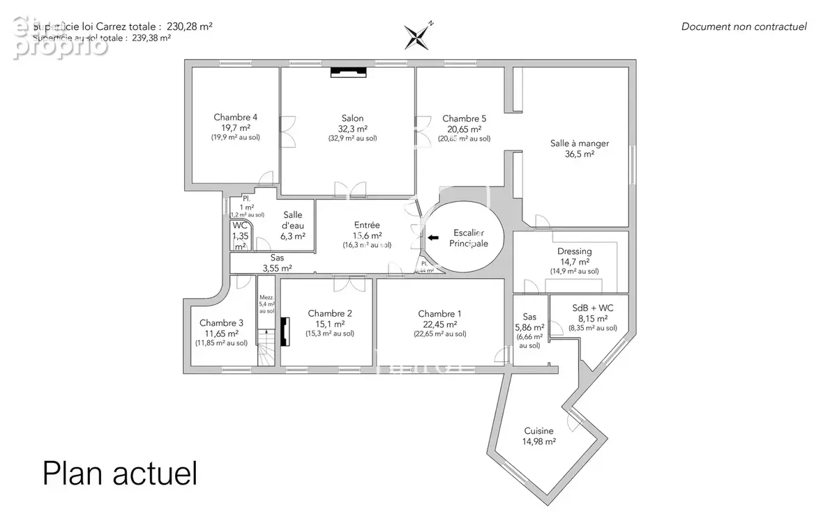 Paris 9e - BLANCHE / RUE DE BRUXELLES - Appartement  - 7 pièces - 230,28m² Carrez - 239,38m² au sol - 4/5 chambres - photo 25