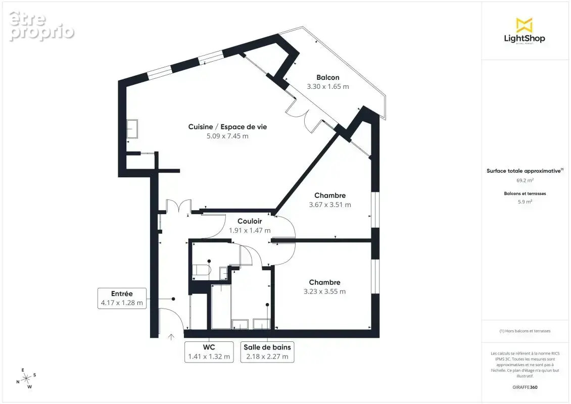 Lumineux et contemporain : 3 pièces de 69,4 m² avec balcon et parking – Avenue Franchet d'Esperey, Nogent-sur-Marne - photo 3