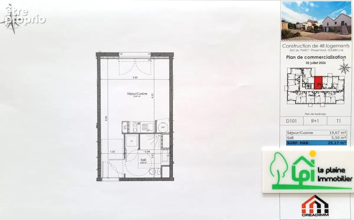 Studio de 25.17 m²  habitables avec cave et parking - photo 2