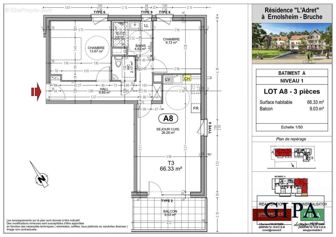 Appartement à ERNOLSHEIM-BRUCHE
